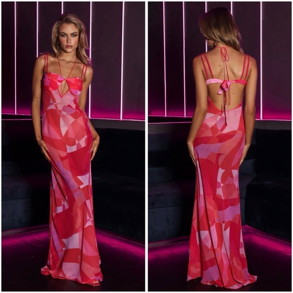 Hello Molly Dresses & Skirts - Hello Molly Women Behind The Flash Maxi Dress Pink Size L Sheer NWT $136